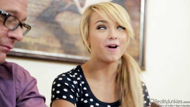 Carmen Callaway blonde teen babysitter with older man in sexy interview