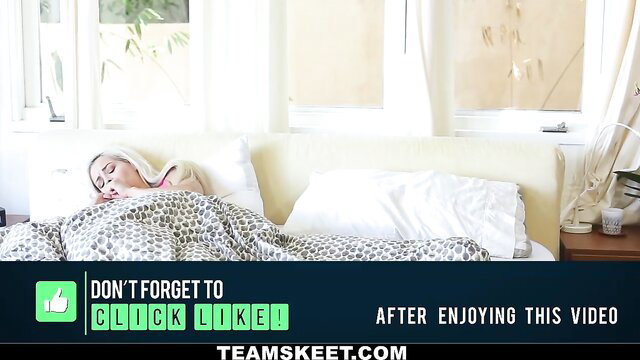 Teen babe asleep in bed calls BF to fuck her, lingerie tease
