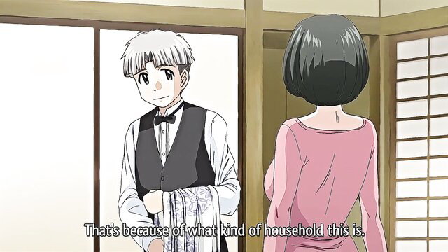 Japanese maid bows to busty housewife in JAV Hitozuma episode 4