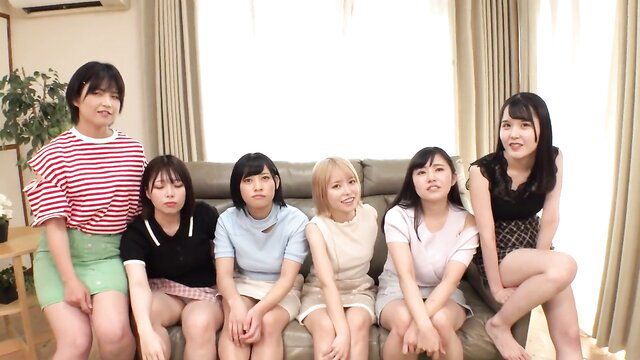 6 cute Japanese JAV girls in short skirts challenge cock endurance for 1M yen