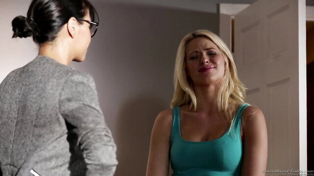 Anikka Albrite upset with Asian woman in tight tank top lesbian tease