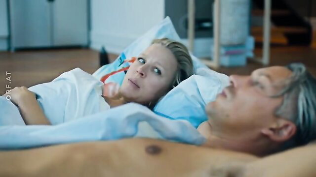 Nina Proll topless in bed with man, nude tits Vorstadtweiber S5