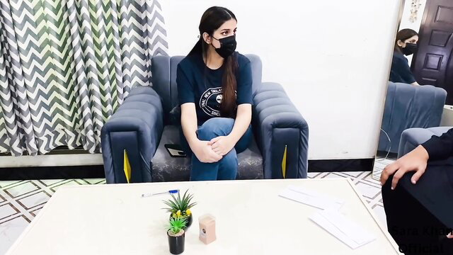 Sara Khan masked in chair, big tits ready for pounding