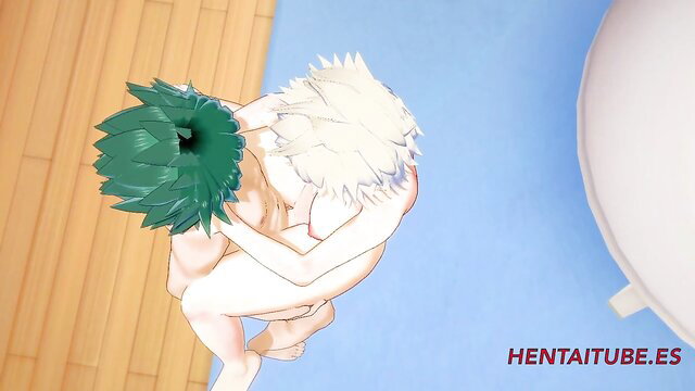 Deku fucks Bakugou in intense My Hero Academia hentai sex scene