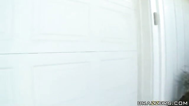 Blonde babes sharing cock by garage door in Big Wet Butts scene