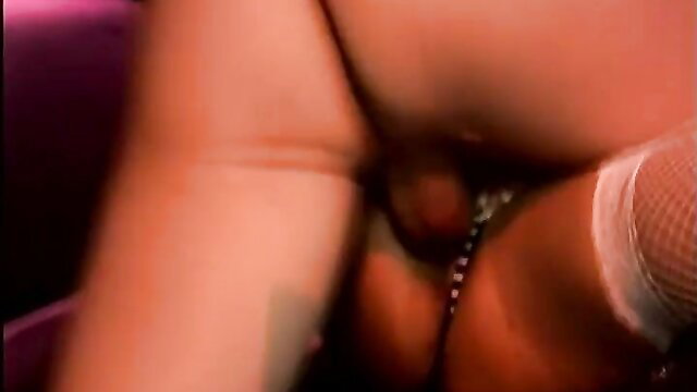 Amy restrained in stockings with cock penetration closeup