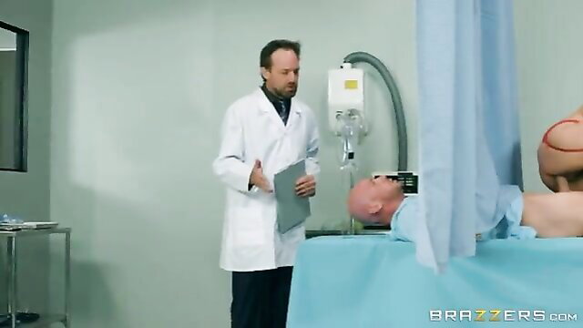 Thick brunette teen bent over hospital bed for risky doctor drilling