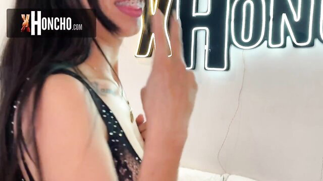 Stephany & Skinny Flaca posing sexy with KHONG sign, hot latina step-sibs