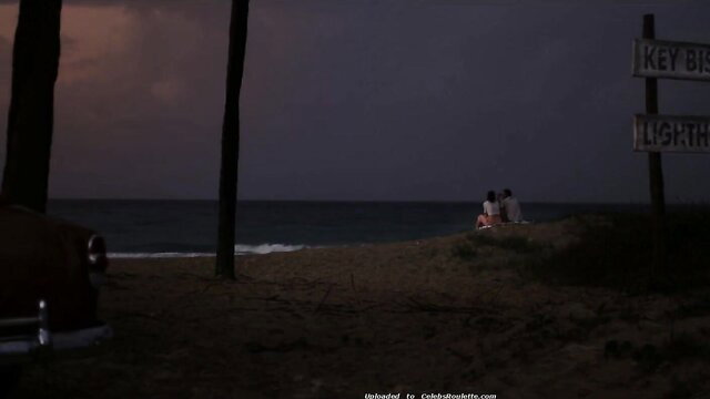 Joely Richardson & Minka Kelly as Debb on beach at dusk in Papa 2015