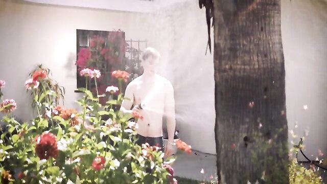 Elizabeth Skylar topless in garden, toned abs and flowers, Suburbia Part 1