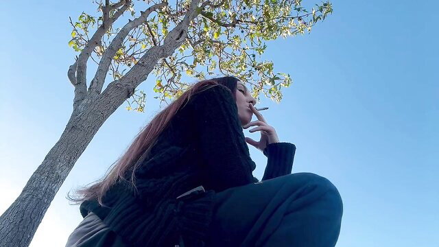 Artemisia Love hot MILF smoking 420 outdoors under tree