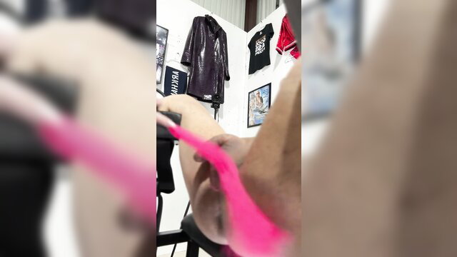 POV lesbian payback: pink thong tightens as she struggles on ass