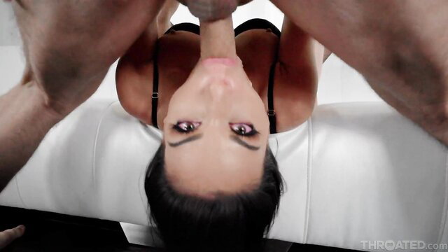 Gianna Grey upside down deepthroats John Strong's cock in Throated POV