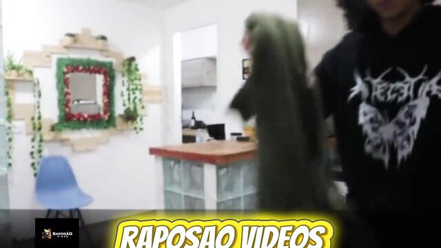 Raposao fucks hot young trans maid's ass in amateur Brazilian video