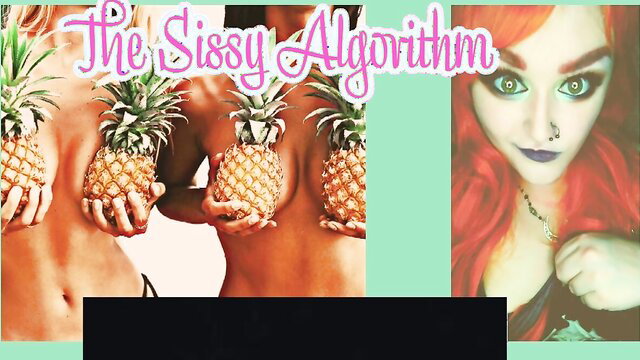 Goddess Lana's Sissy Algorithm: Redhead goth in lingerie with pineapples