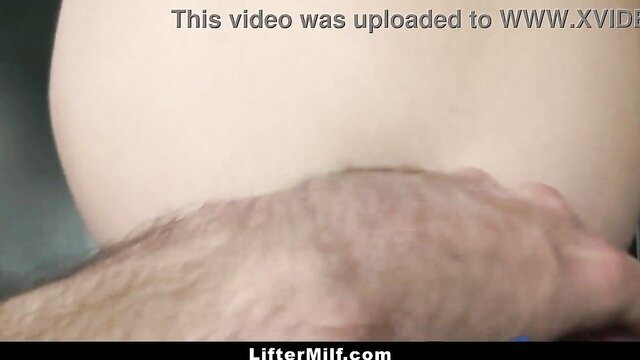 MILF suspect nervous in interrogation, LP guard hairy hand on her big ass