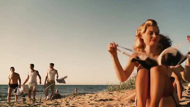 Britt Kõrsmaa topless, Lisette Pomerants nude beach tease in The Kennedy Incident