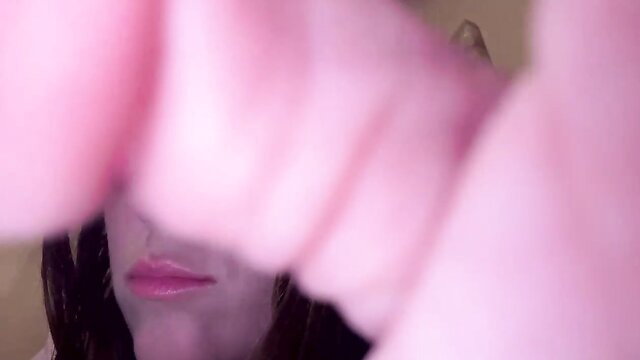 innocentlilsarah closeup pink fingers over lips, mature nylon tease