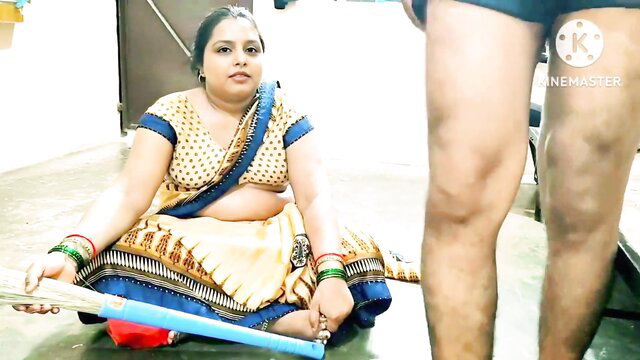 SexyNEBBW in saree kneels submissively before captor in bizarre homemade sex