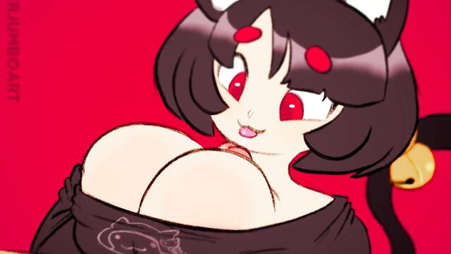Yamashiro Azur Lane hentai catgirl with huge tits smiling seductively