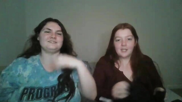 Scarlett Spinner & redhead friend cam show, big tits, puffy nipples tease