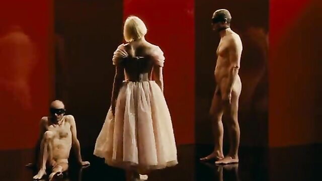 Julie Bremon in Les rencontres d'après minuit: nude men, elegant dress tease