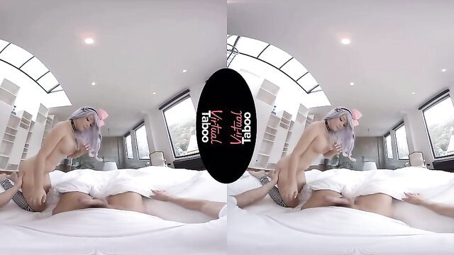 Natasha Teen nude on bed, legs spread in VR porn thumbnail