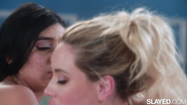 Violet Myers kisses Savannah Bond intimately close-up