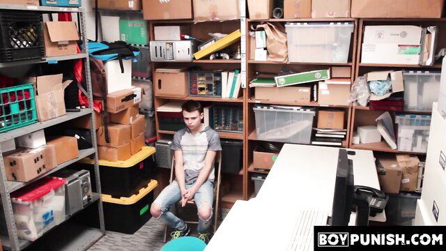 Twink thief in chair, punished raw by daddy officer double penetration
