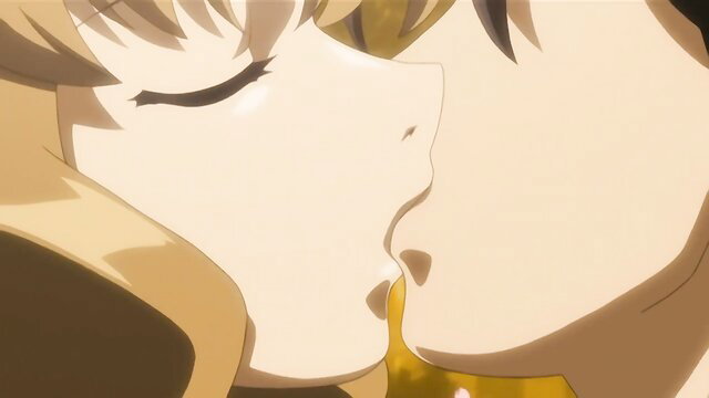 Anime hentai couple in close-up kissing scene from Good Night Only To You Ep.4