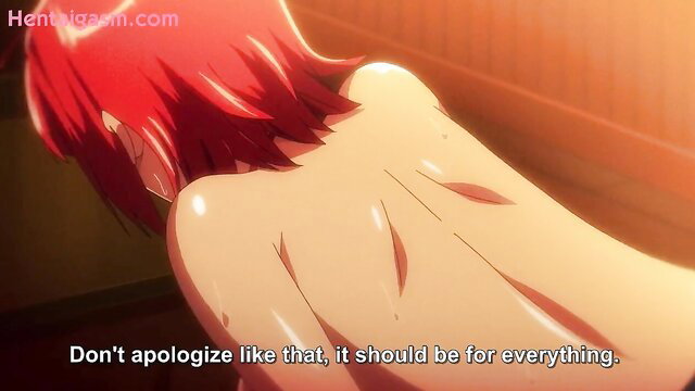 Redhead hentai girl nude back view with scars in Tsundero 1