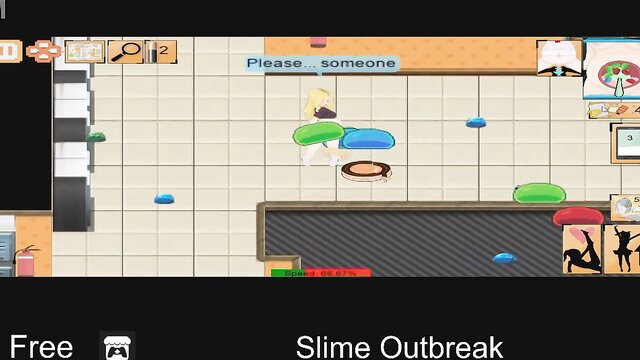 Slime Outbreak free itchio survival game screenshot with green blue slimes