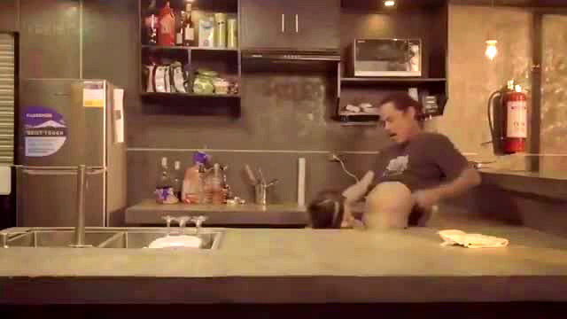 Mayumi Yamanaka fucked doggystyle bent over kitchen counter
