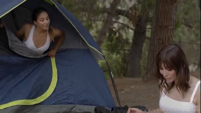 Korra Del Rio in sexy tent threesome with hot brunettes