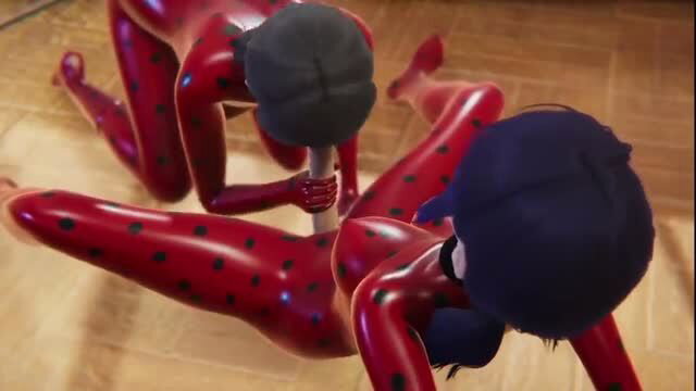 AlanGort Shemale Hentai Ladybug & Copycat scissoring with strap-on
