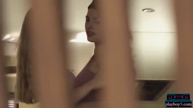 Kay Jay and Oksana Oksi lesbian kiss behind bars softcore