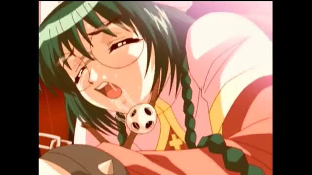 Ecstatic green-haired anime girl with glasses licks soccer ball in JAV scene