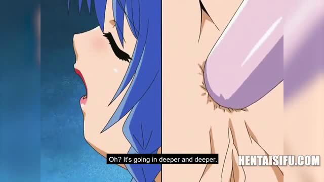 Blue-haired hentai girl getting fisted and moaning