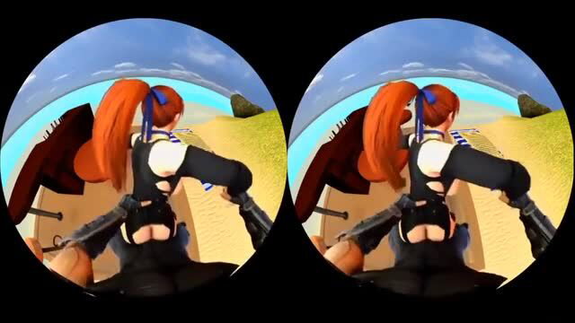 3D hentai threesome with redhead girl in revealing outfit and swords