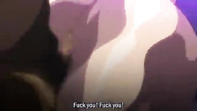 Kangoku Senkan Ep2 hentai anime girls yelling 'Fuck you!' in intense scene