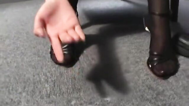 Yuu Urumi handjob tease in black stockings heels JAV