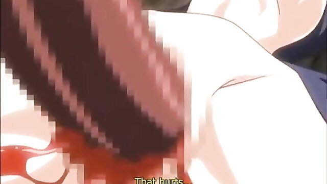Kuroinu hentai girl in pain from rough anal sex, censored