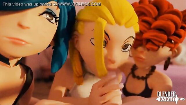 BlenderKnight Kanker Sisters 3D animated babes in lingerie closeup