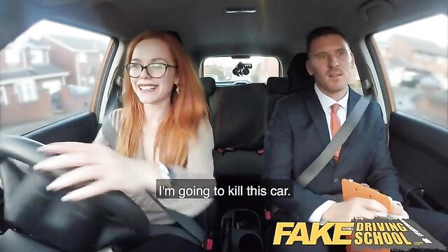 Ella Hughes redhead fails driving test in Fake Driving School car