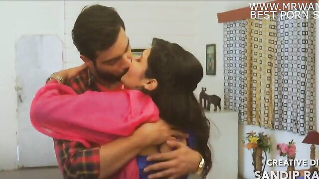 Rajsi Verma hot Indian couple kiss embrace in sexy saree blouse