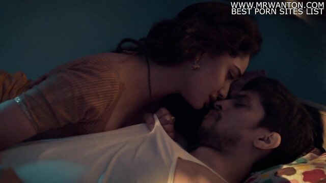 Tridha Choudhury kisses hunk passionately in saree, hot Indian couple foreplay