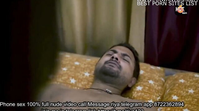Indian man shirtless asleep on bed in Triya Charitra hot web series