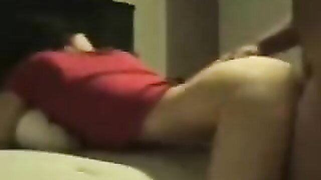 Hot amateur babe in red top fucked hard doggy style on bed