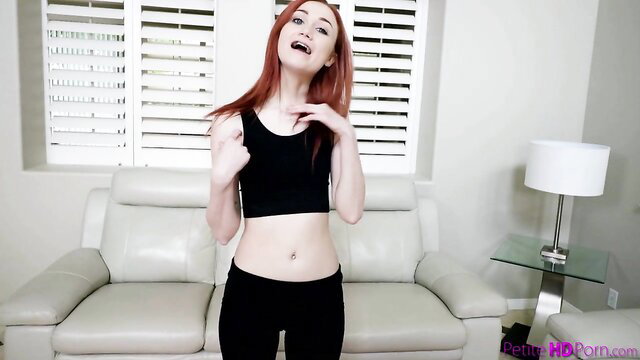 Scarlet Skies in tight black sports bra and leggings fitness tease