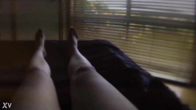Missy Jubilee sexy blonde MILF bare feet legs spread POV tease